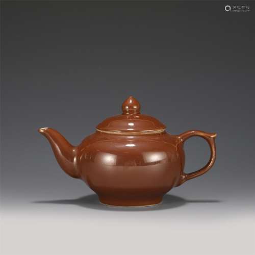 A Brown Glaze Porcelain Teapot