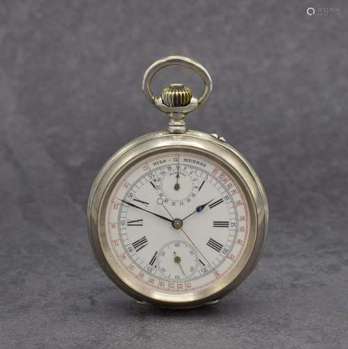 Open face pocket watch with chronograph