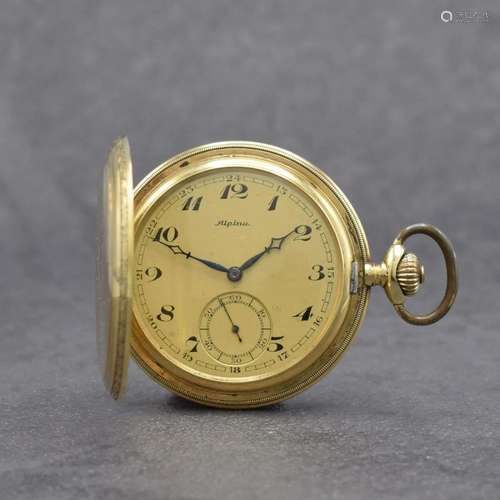 ALPINA 14k yellow gold hunting cased pocket watch