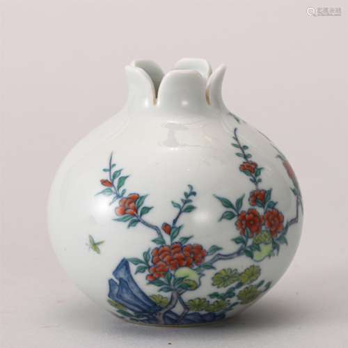 A Doucai Floral Pomegranate Shaped Porcelain Vase