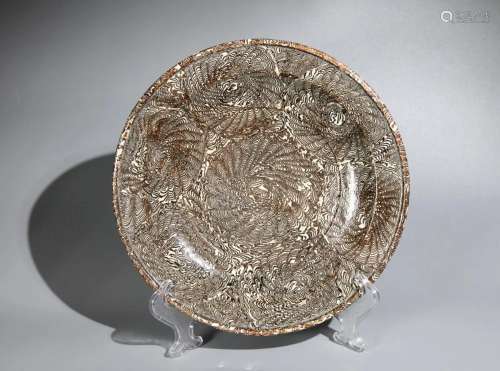 TWISTED GLAZED 'PEACOK TAIL' PATTERN PLATE