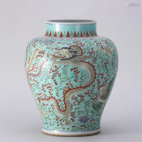 A Famille Rose Dragon Phoenix Porcelain Jar