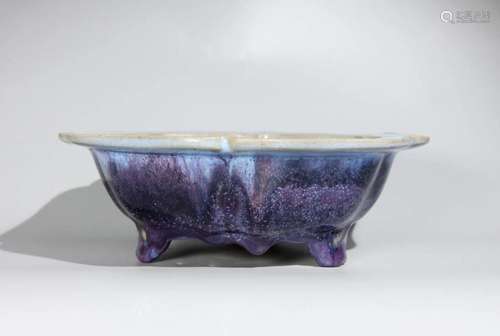 JUN WARE FAMBE GLAZED TRIPOD BASIN