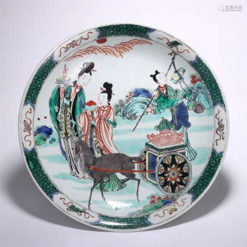 A Wucai Figures Story Porcelain Plate