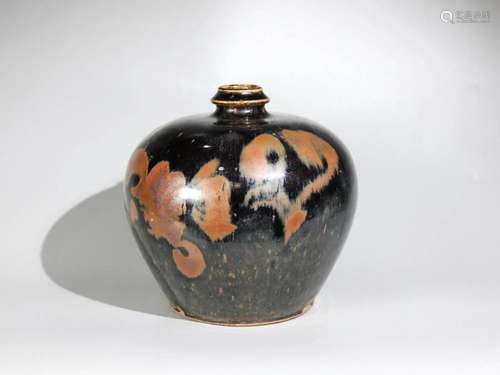 BLACK GROUND RUST-SPOT PORCELAIN VASE