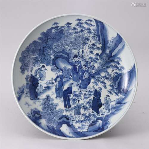 A Blue and White Figures Story Porcelain Plate