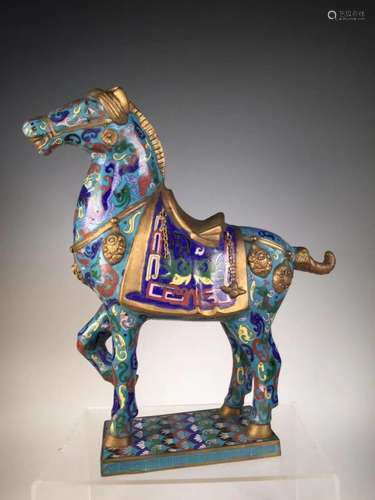 CLOISONNE ENAMELED EFFIGY OF HORSE