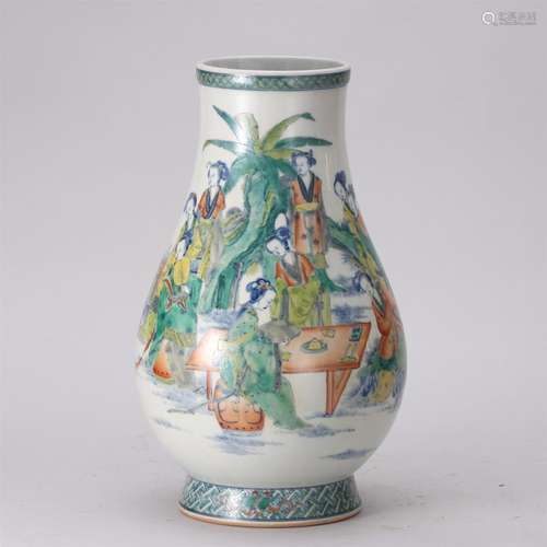 A Wucai Figures Story Porcelain Vase