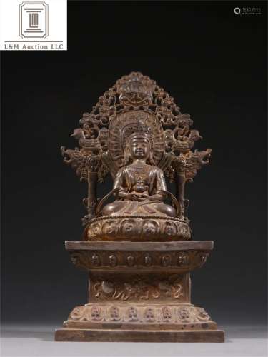 A Chinese Sterling Silver Buddha Statue