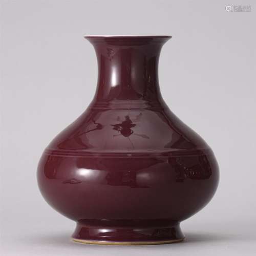 A Red Glaze Porcelain Yuhuchun Vase