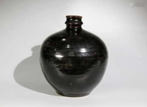 BLACK GLAZED PORCELAIN VASE