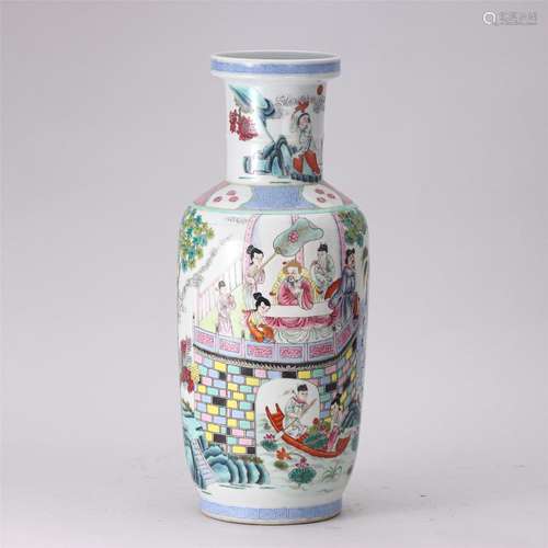 A Famille Rose Figures Story Porcelain Vase