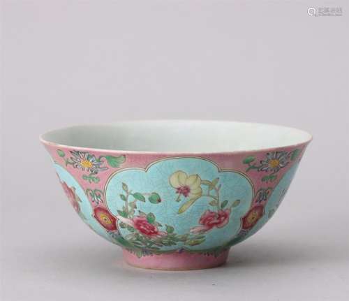 A Famille Rose Floral Porcelain Bowl