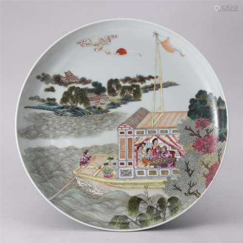 A Famille Rose Figures Story Porcelain Plate