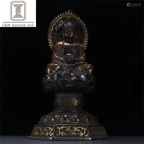 A Chinese Gilt Bronze Sakyamuni Buddha Statue