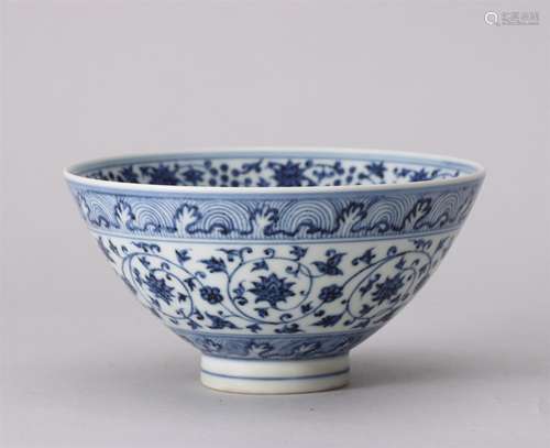 A Blue and White Floral Porcelain Bowl