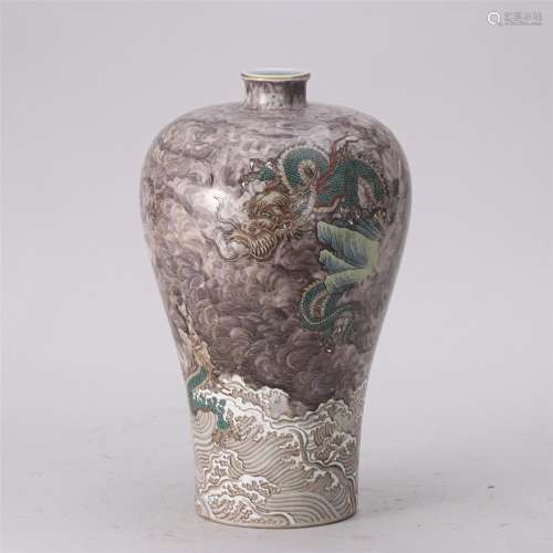 A Famille Rose Dragons Porcelain Vase