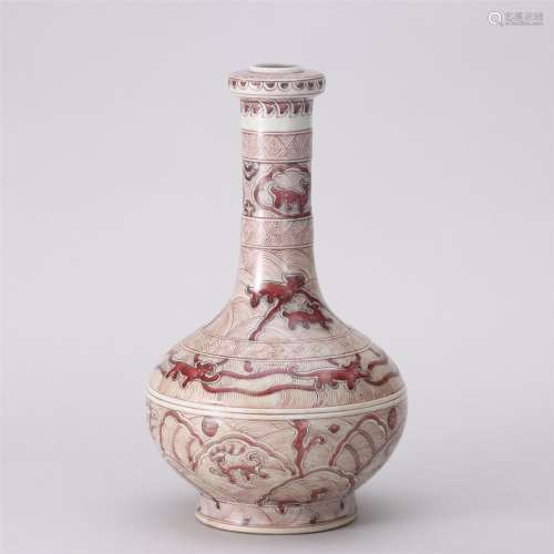 An Underglaze Red Garlic-head Vase