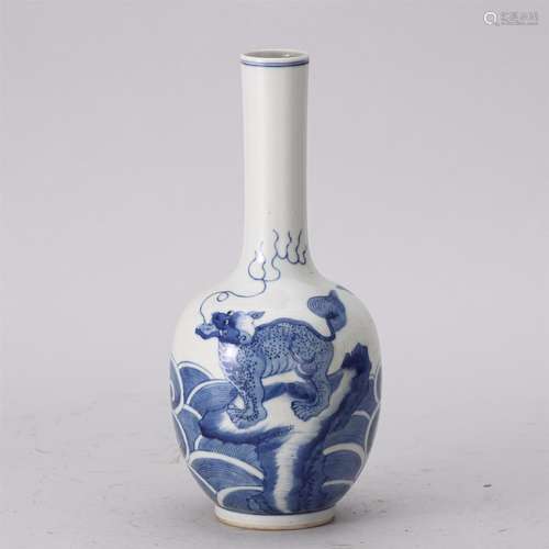 A Blue and White Mythical Beast Porcelain Vase