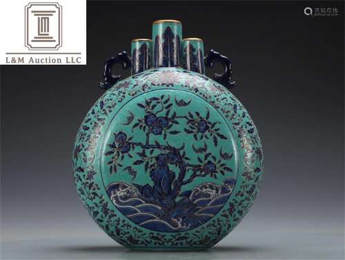 A Chinese Blue and White Porcelain Moon Flask Vase