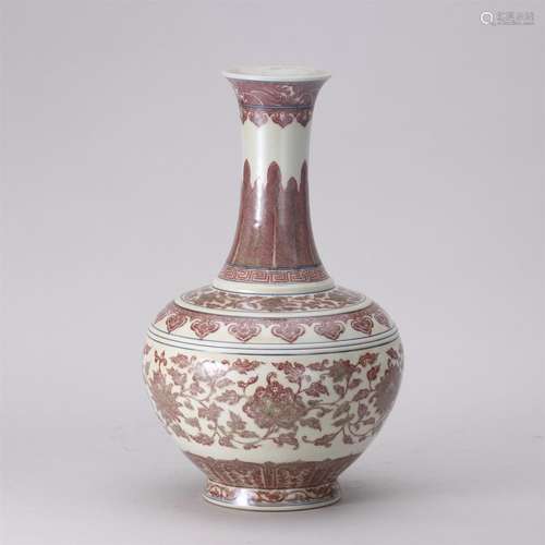 An Underglaze Red Floral Porcelain Vase