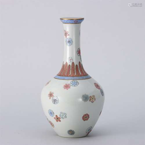 A Famille Rose Floral Porcelain Vase