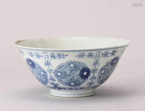 A Blue and White Floral Porcelain Bowl