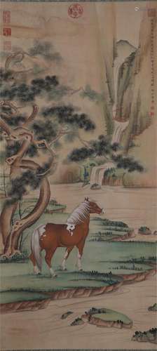 A Chinese Painting of Horse among Landscape