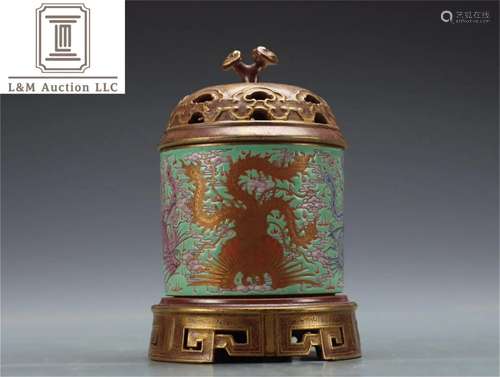 A Chinese Famille Rose Porcelain Incense Burner