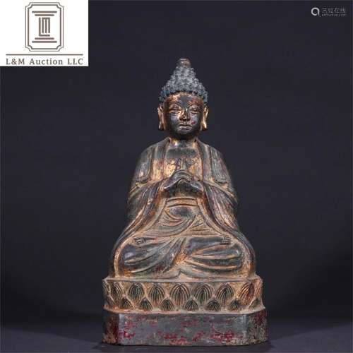 A Chinese Gilt Bronze Sakyamuni Buddha Statue