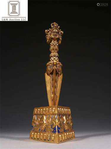 A Chinese Gilt Bronze Vajry Pestle