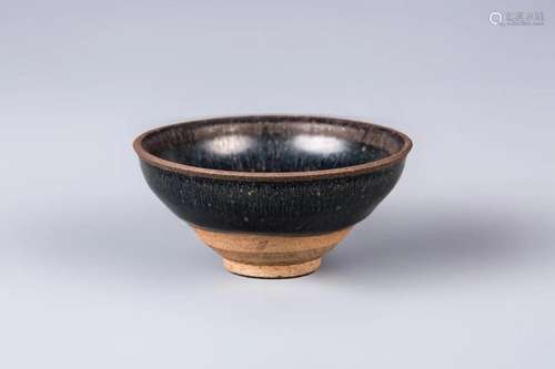 JIAN WARE BLACK GLAZED HARE'S FUR TEMMOKU BOWL