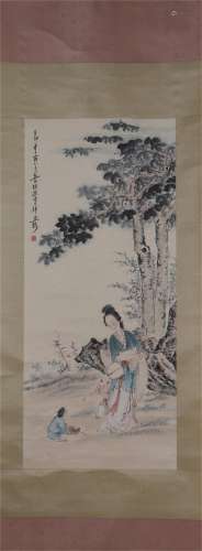 A Chinese Painting of Lady and Children