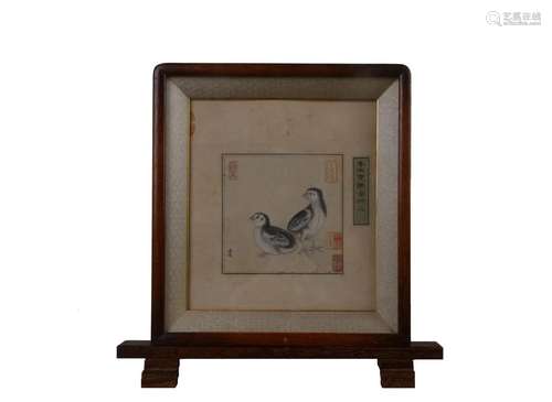 LI DI, TABLE SCREEN PAINTING OF CHICKS