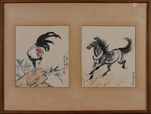 XU BEIHONG, HORSE AND ROOSTER