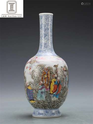 A Chinese Famille Rose Porcelain Figure Vase