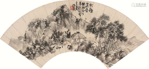 1839～1911 蒲华 松韵泉音 扇片 水墨纸本
