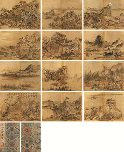 1720～1797 王宸 山水册设色纸本泥金册页（十二开）