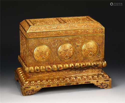 A Set of Gilt Bronze Buddhist Sutra with Matching Box