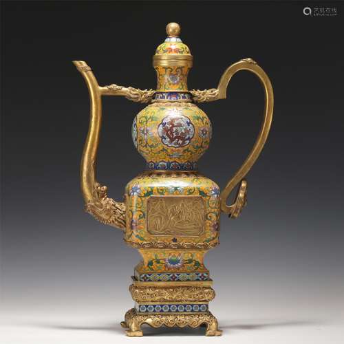 A Gilding and Cloisonne Enamel Ewer