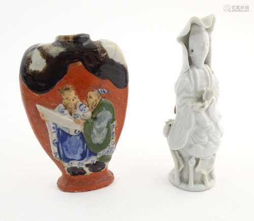 A Japanese small Sumida Gawa vase with figural det…