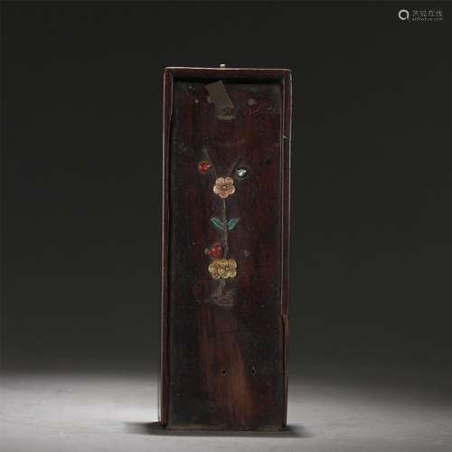 A Polychrome Floral Inlaid Hardwood Box and Cover