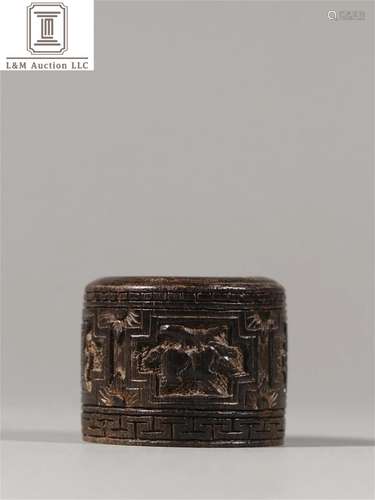 A Chinese Carved Agarwood Thumb Ring