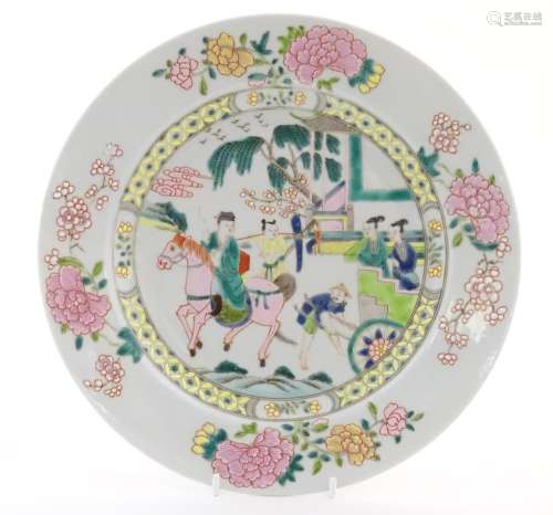 A Chinese famille rose plate depicting a landscape…