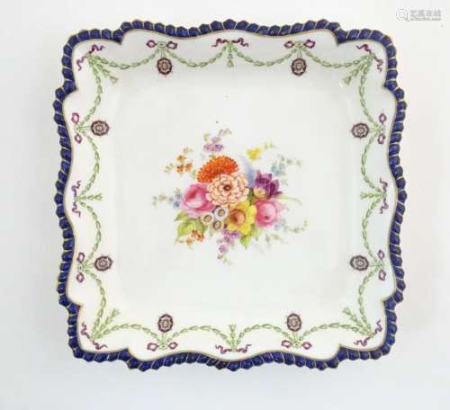 A Royal Worcester dish of squared form with centra…