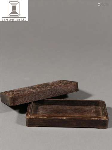 A Chinese Agarwood Landscape Patterned Container with