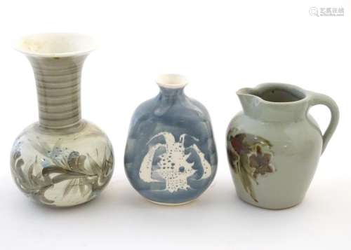 Three studio pottery items comprising a small jug …