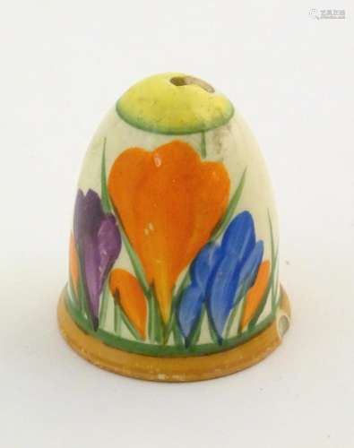 A Clarice Cliff style ceramic pepper with crocus f…
