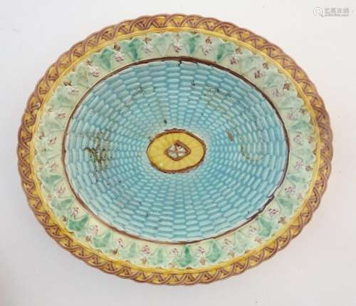A Wedgwood majolica oval serving dish with banded …