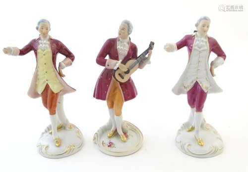 Three Royal Dux figures modelled as an 18th centur…